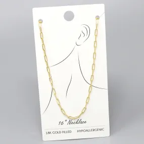 18K Gold Filled Paperclip Chain Short Necklace