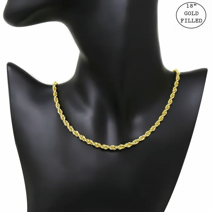 18K Gold Filled Rope Chain Short Necklace