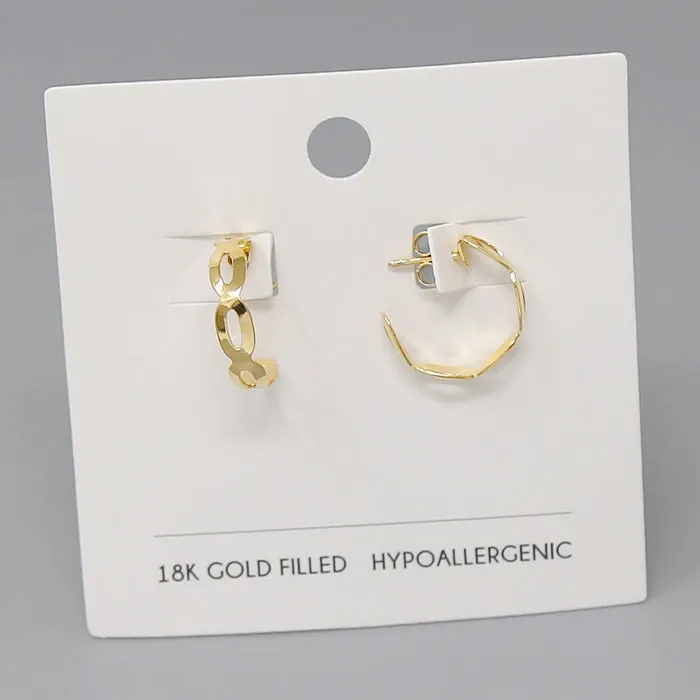 18K Gold Filled Textured Hoop Earrings