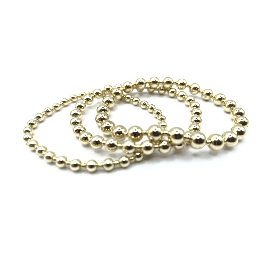 4mm+2mm+4mm Gold Filled Waterproof Dimension Bracelet 6.5-7