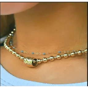 5mm+2mm 14k Gold-Filled Waterproof Dimension Barrel Necklace