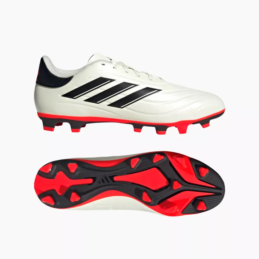 Adidas Cops Pure II Club Flexible Ground Unisex Football Shoes -Ivory/Core Black/Solar Red