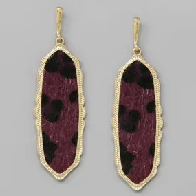 Animal Print Faux Fur Vintage Frame Drop Earrings