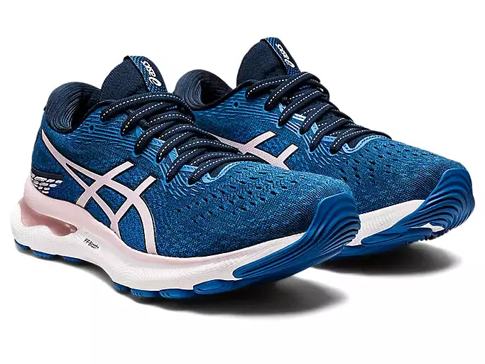 ASICS Women's GEL-NIMBUS 24 WIDE (French Blue/Barely Rose)