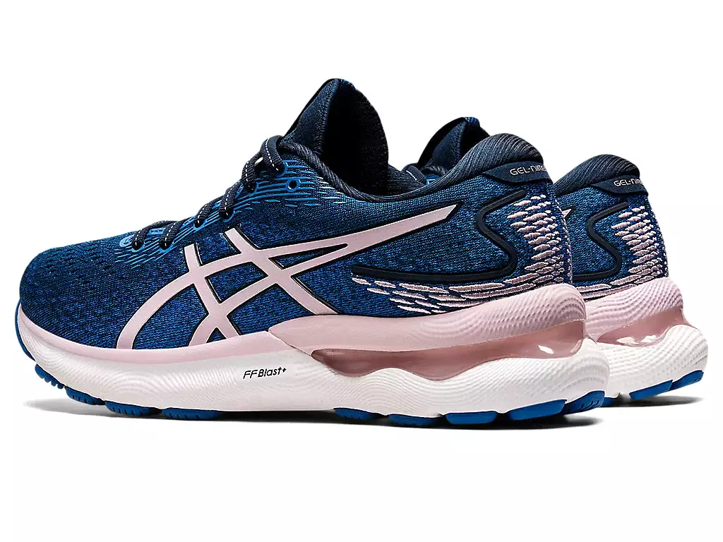 ASICS Women's GEL-NIMBUS 24 WIDE (French Blue/Barely Rose)