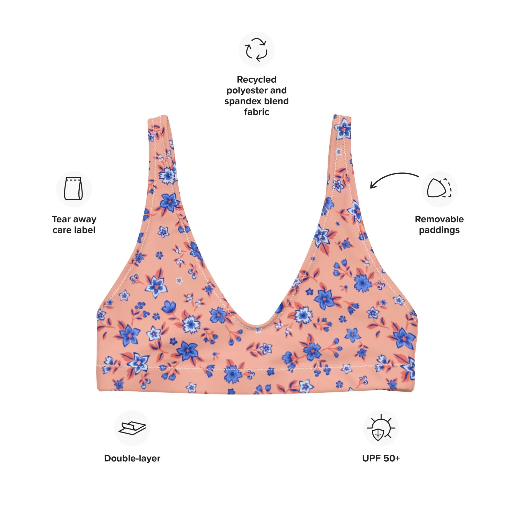 BELLA ECO PADDED BIKINI TOP | APRICOT GARDEN