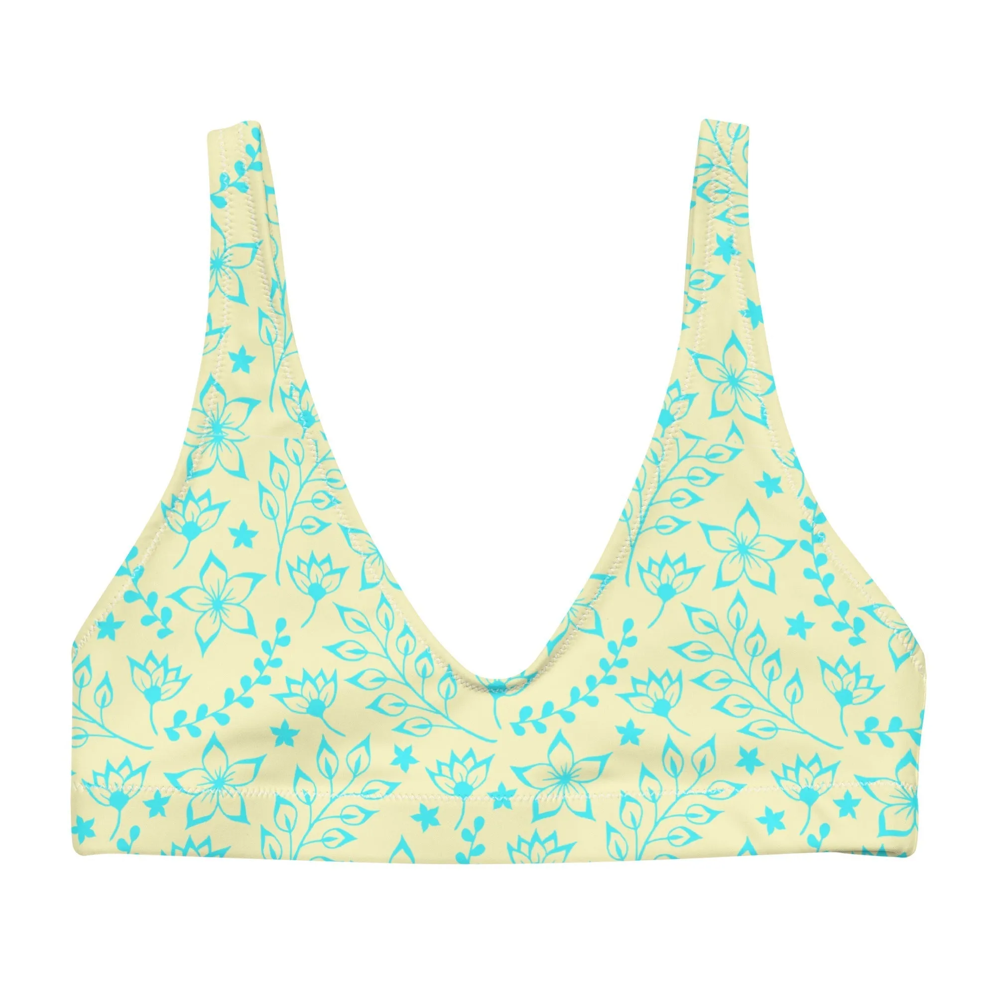 BELLA ECO PADDED BIKINI TOP - GARDEN PARTY SKY BLUE FLORALS