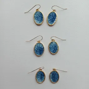 Blue and white porcelain hook earrings