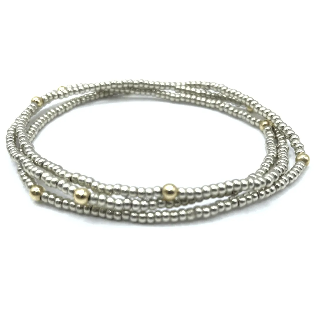 BOHO Bracelet Stack in Platinum + Gold Filled