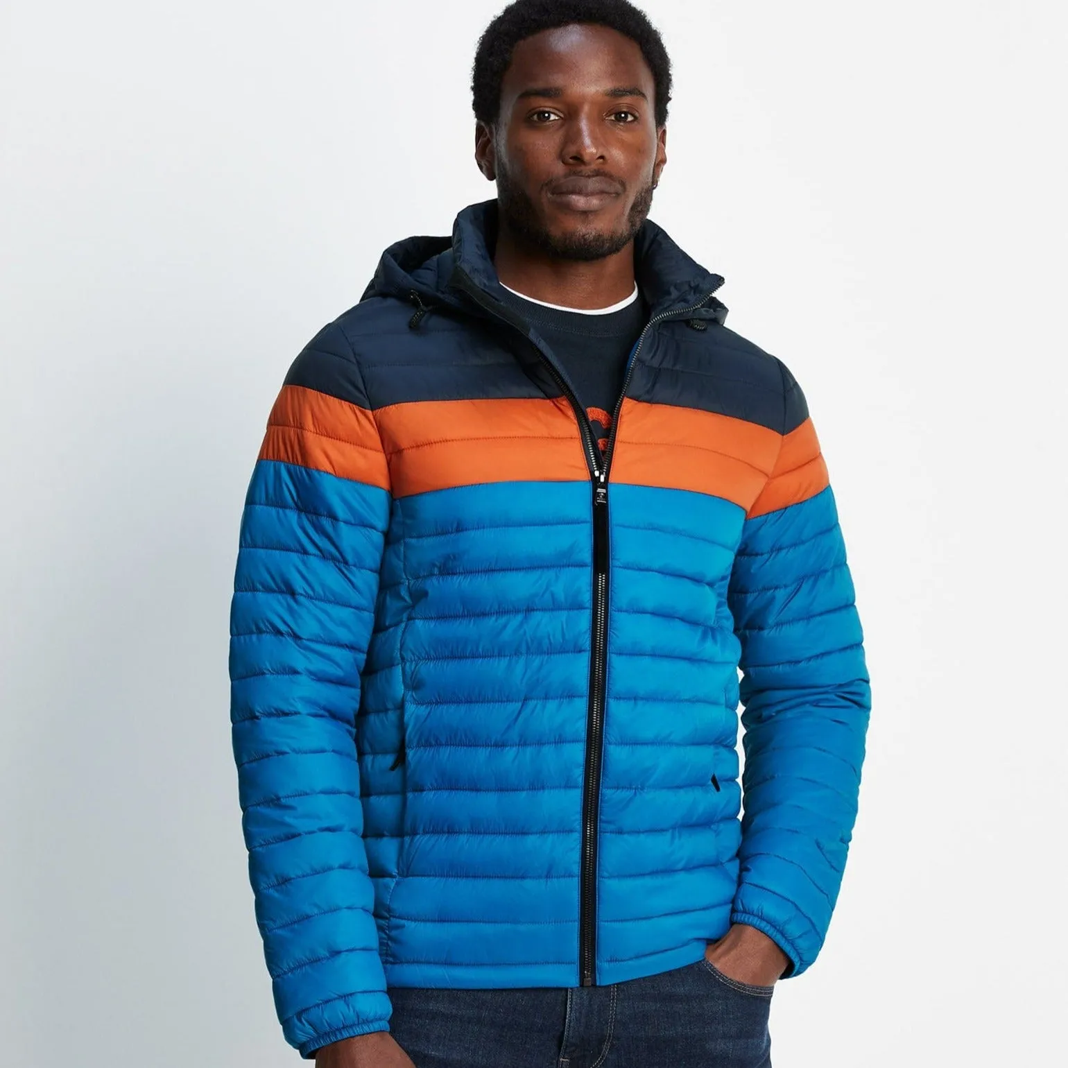 Bowburn Mens Padded Jacket - Peacock Blue/Dark Orange