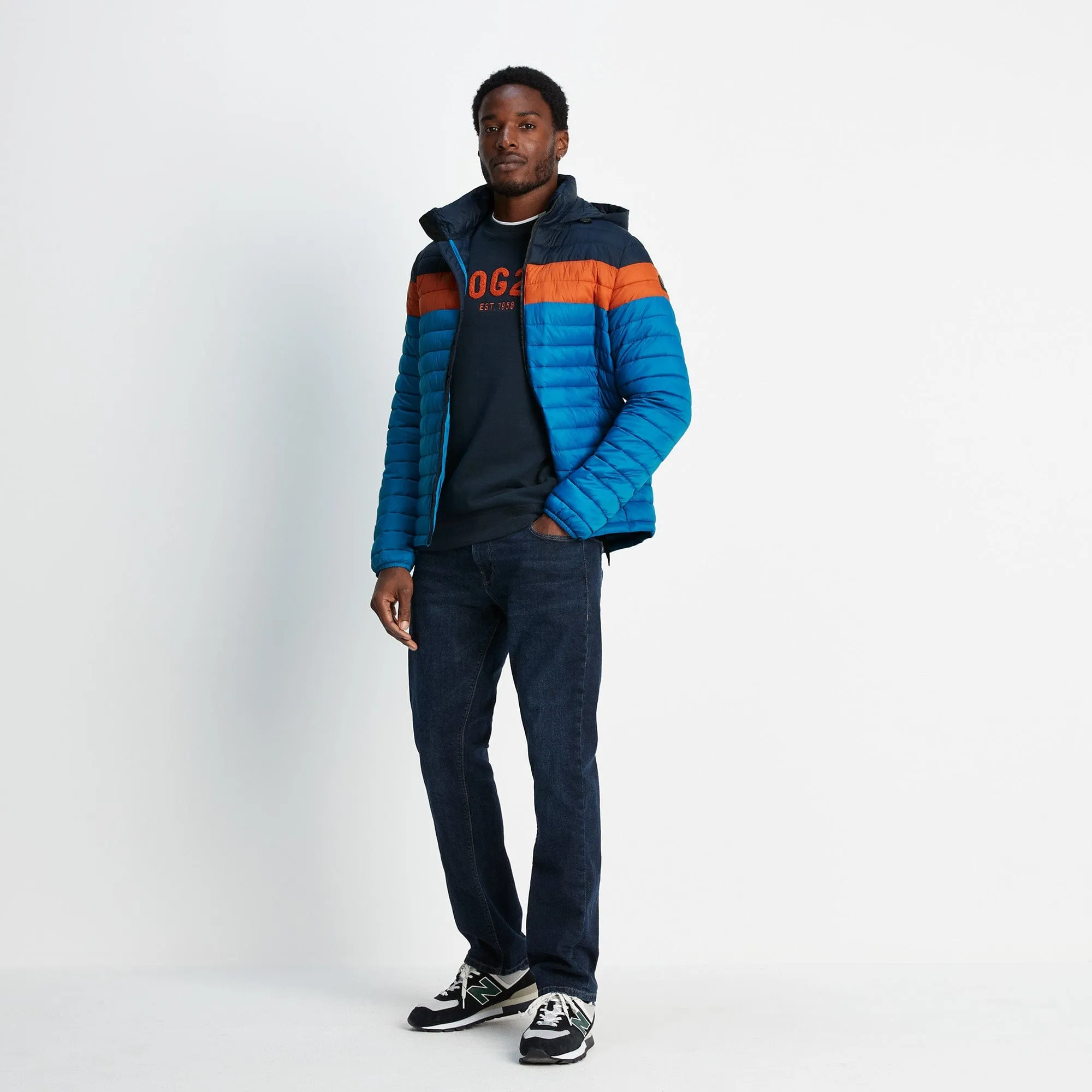 Bowburn Mens Padded Jacket - Peacock Blue/Dark Orange