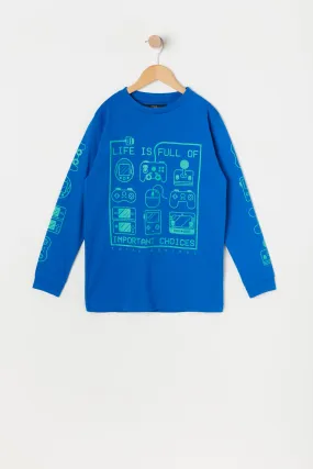 Boys Important Choices Graphic Long Sleeve Top