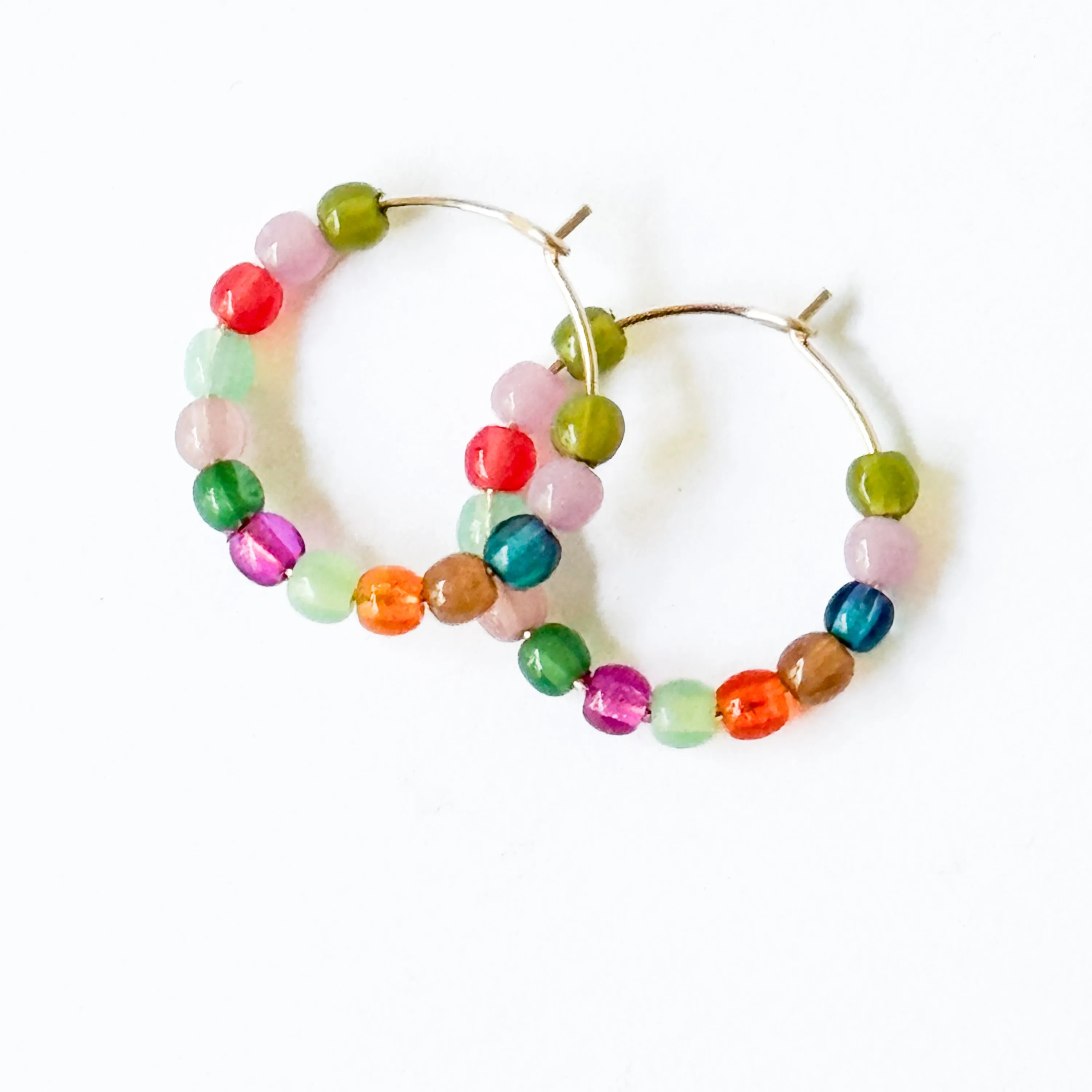 Cute Little Gold Filled Hoops With Beads