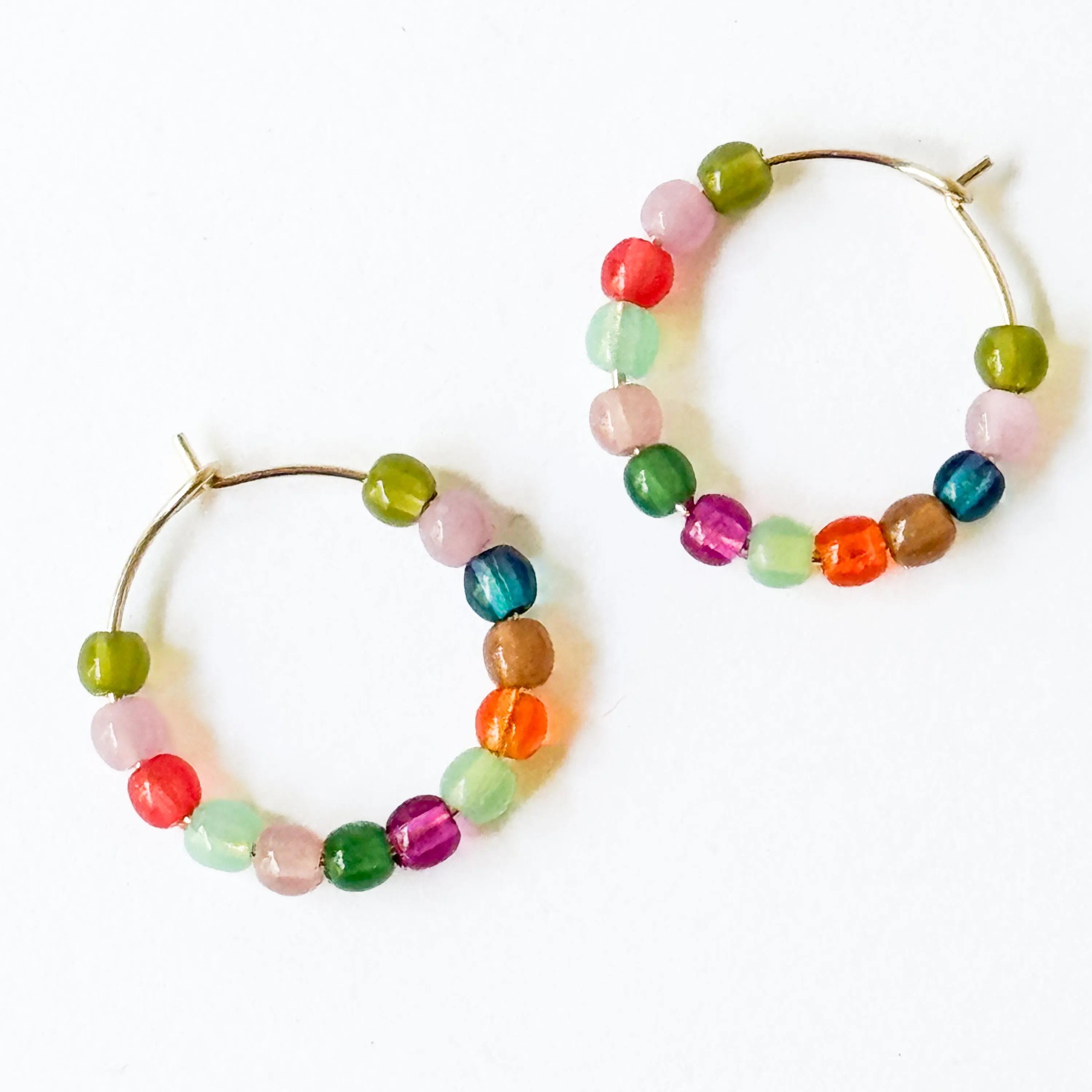 Cute Little Gold Filled Hoops With Beads