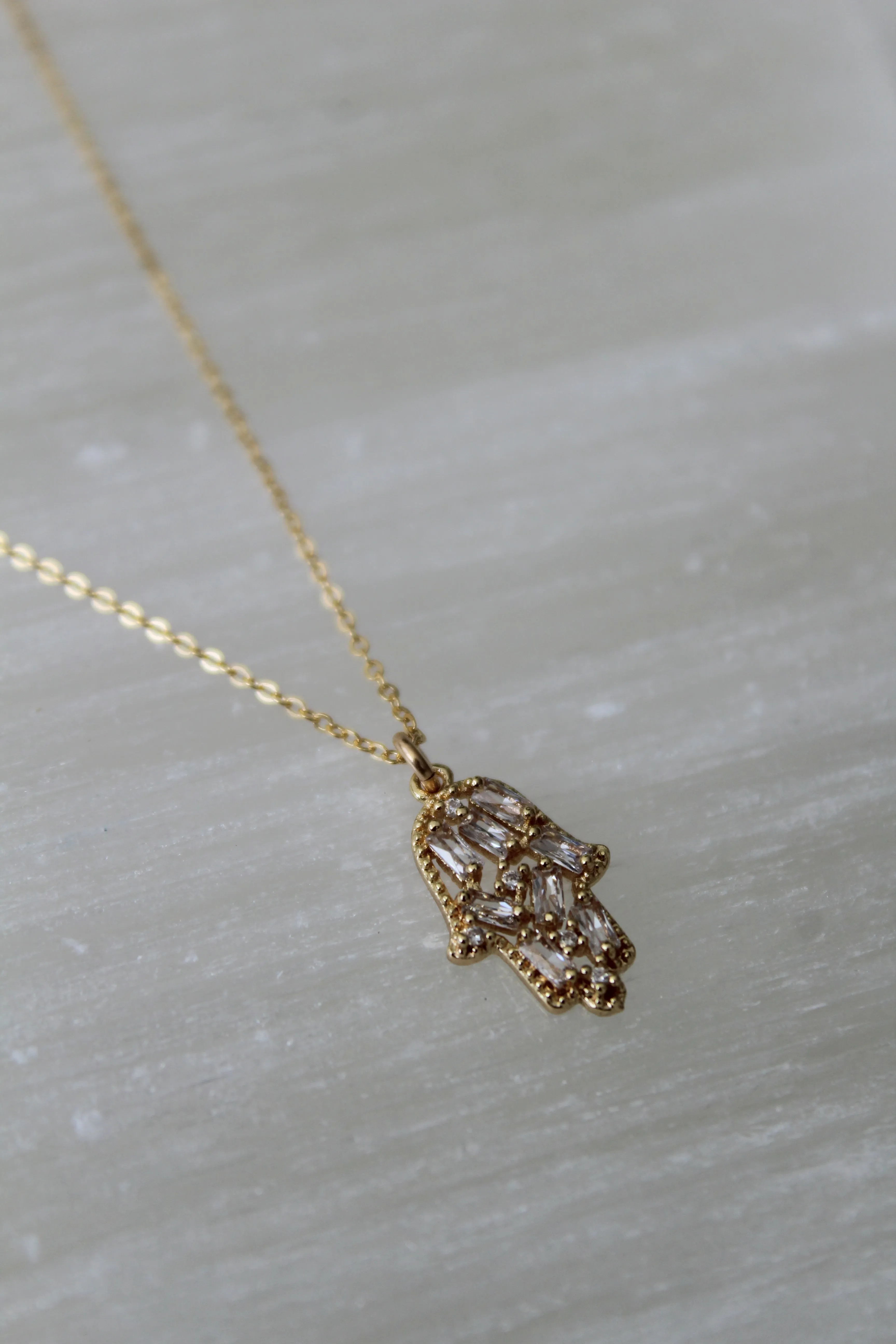 CZ Mosaic Hamsa Necklace