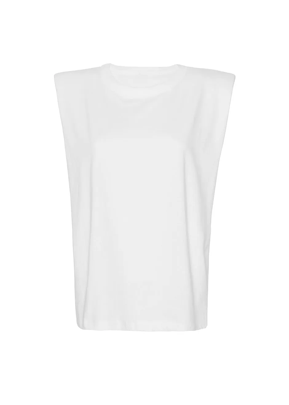 Eva Padded Shoulder Muscle T-Shirt - White