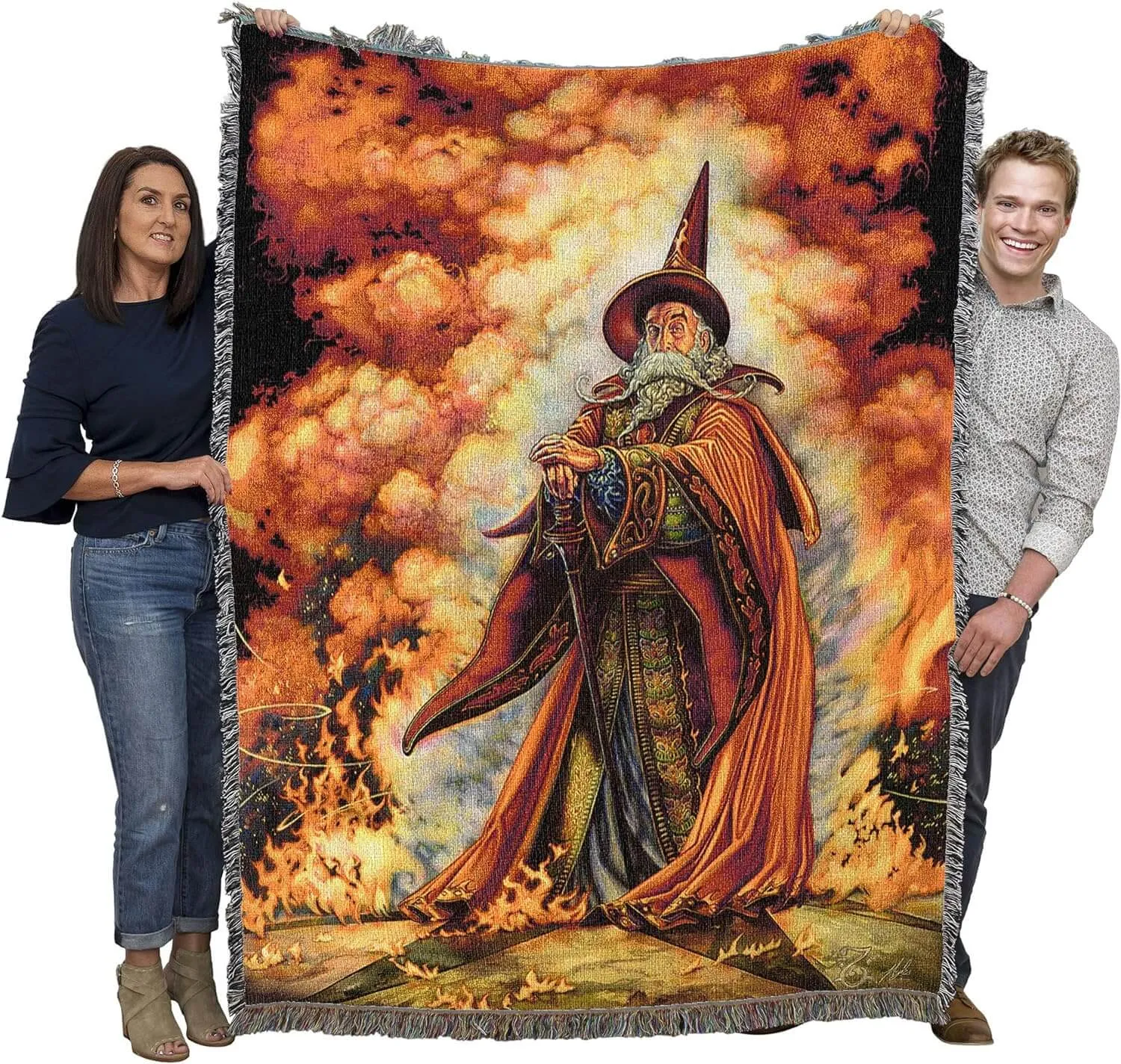 Fire Wizard Tapestry Throw Blanket