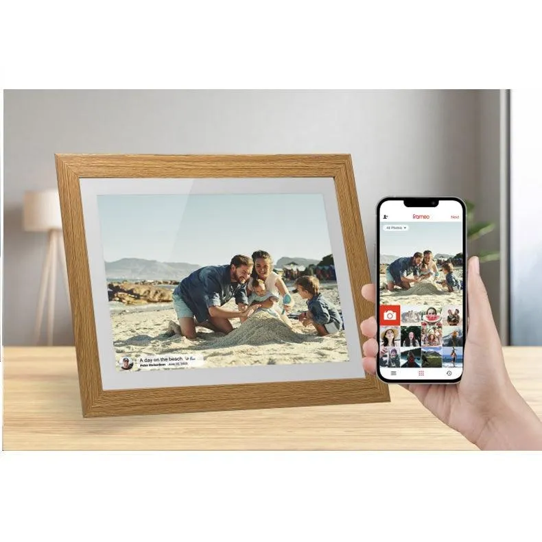 Frameo 10.1 Smart WiFi Digital Photo Video Frame White Oak