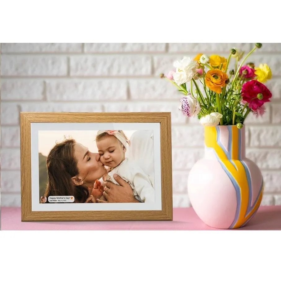 Frameo 10.1 Smart WiFi Digital Photo Video Frame White Oak