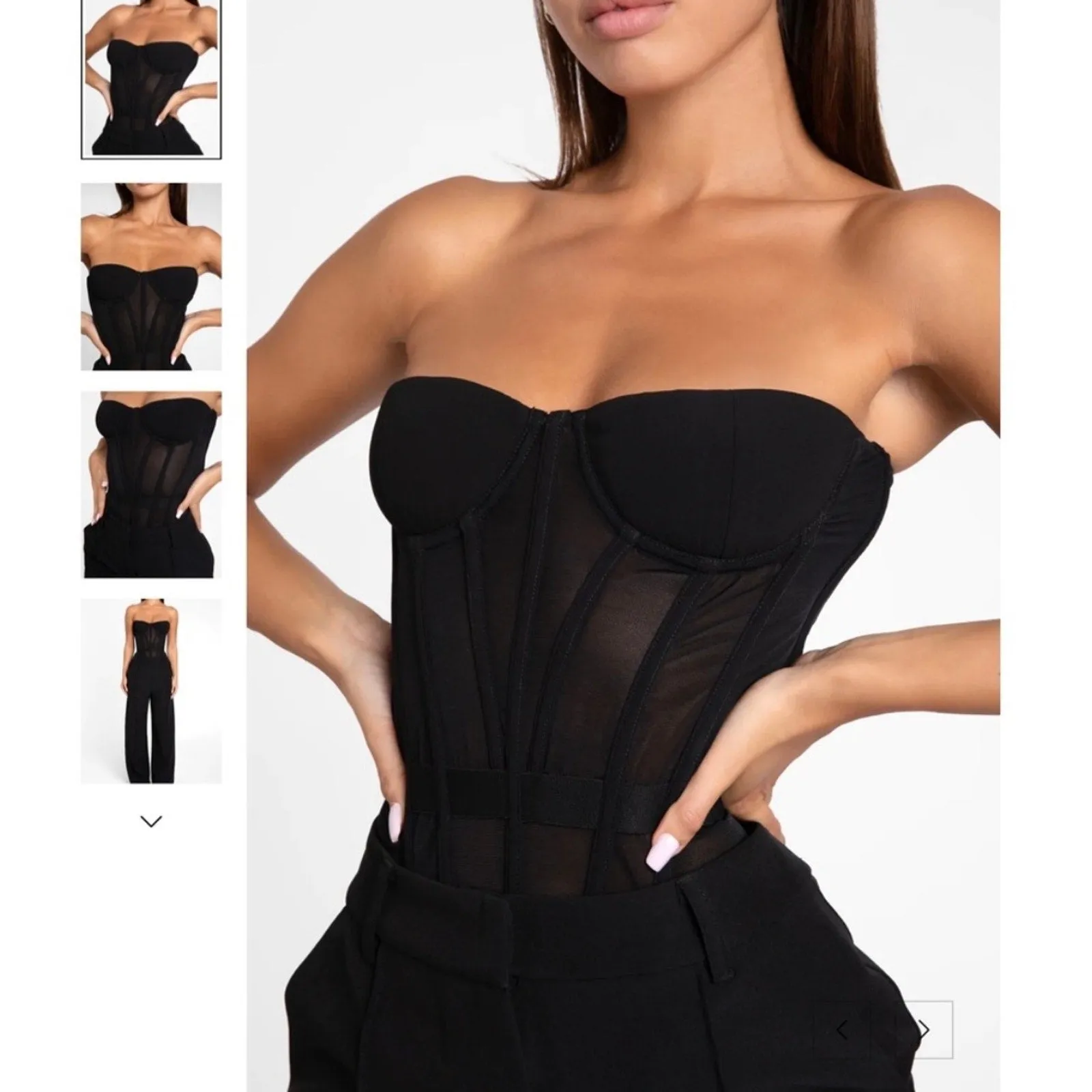 Heiress Beverly Hills Black Mesh Sweetheart Neck Padded Bustier Corset Top XXS