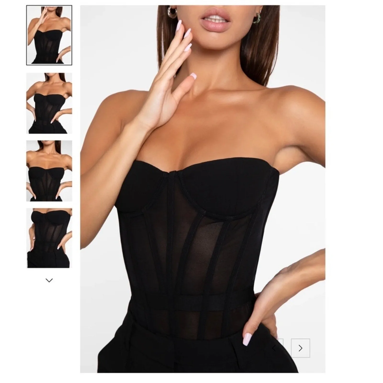 Heiress Beverly Hills Black Mesh Sweetheart Neck Padded Bustier Corset Top XXS