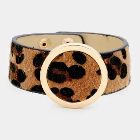 iLLASPARKZ Leopard Faux Fur Open Circle Bracelet