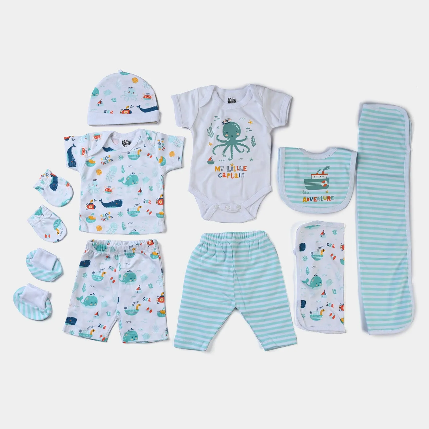 Infant Boys Cotton Poplin 10 Piece Set Marine Life-mIX