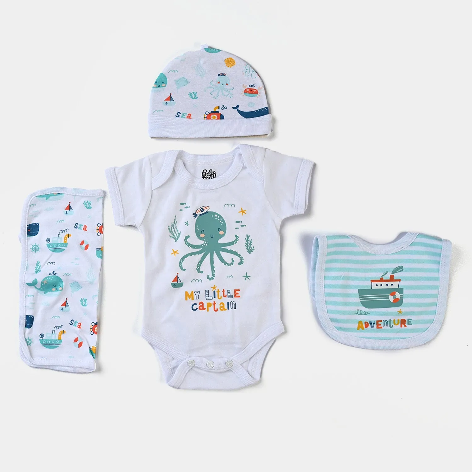 Infant Boys Cotton Poplin 10 Piece Set Marine Life-mIX