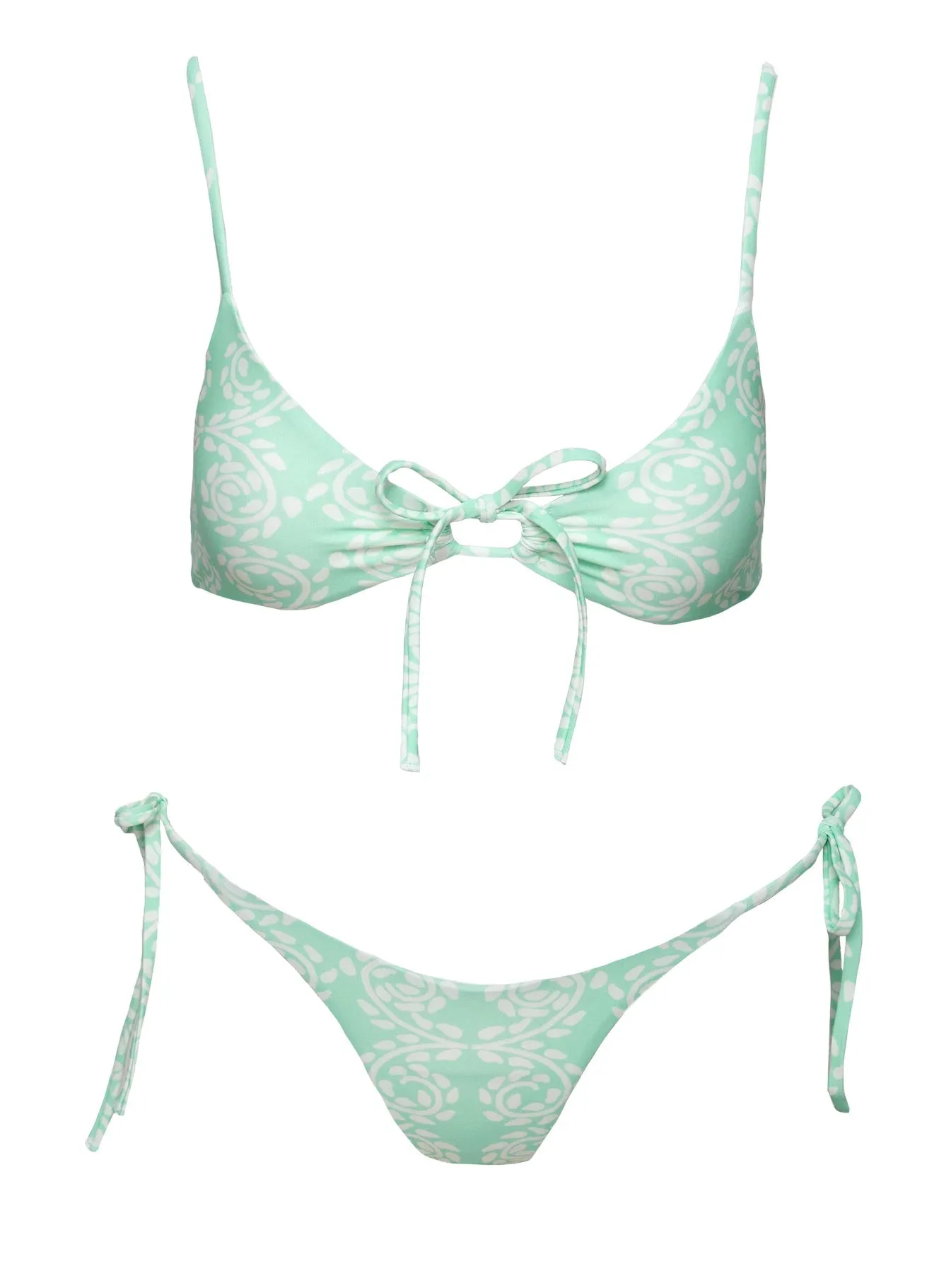 Janey Tie Side Cheeky Bikini Bottom Mint Swirl