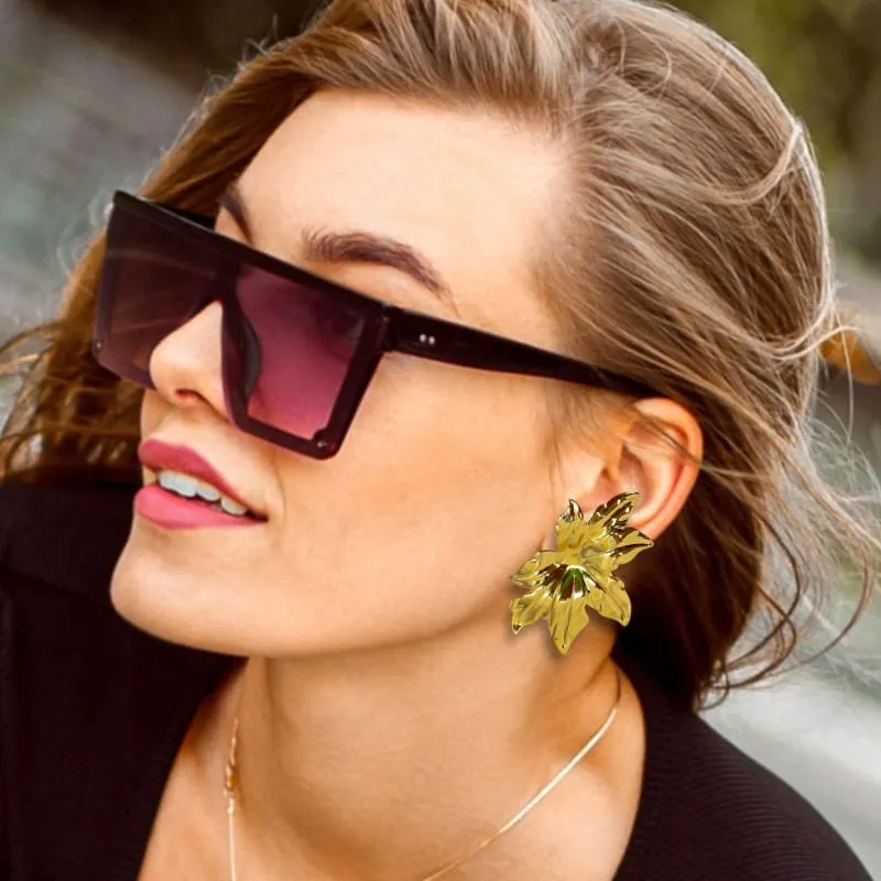 Leaf gold- filled studs earrings