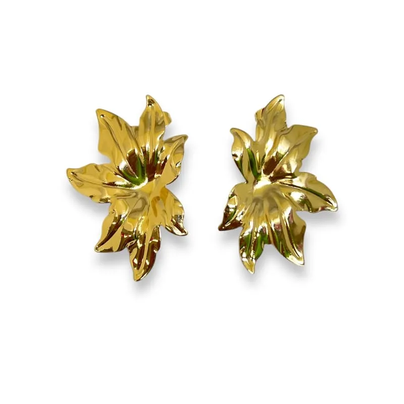 Leaf gold- filled studs earrings