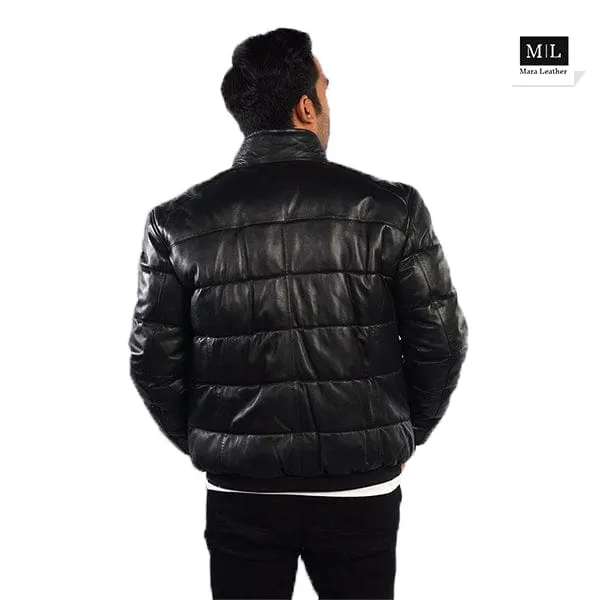 Men's Black Genuine Leather Fully Padded Motorcycle Style Jacket