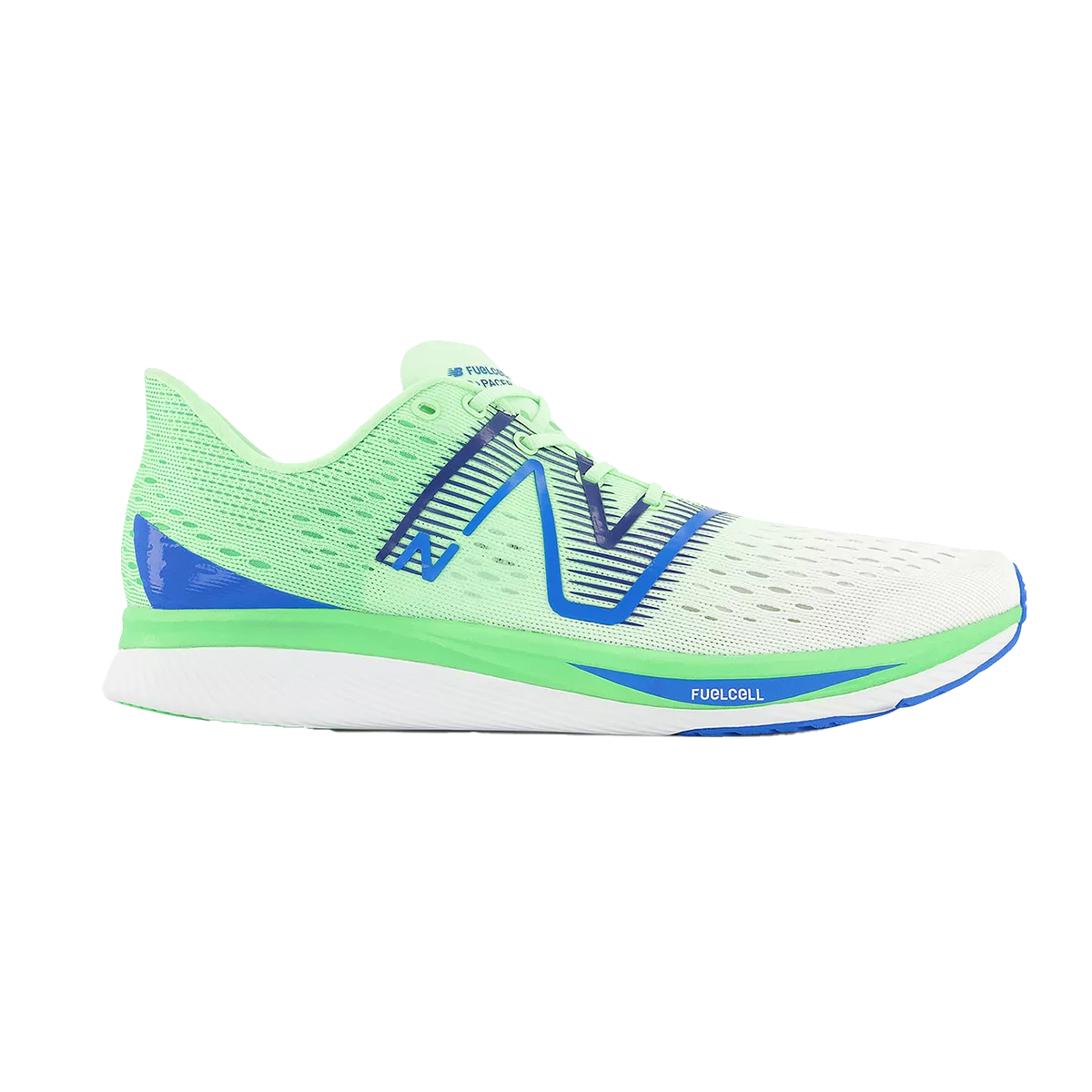 Men's New Balance FuelCell SuperComp Pacer, White/Vibrant Spring Glo, 11 D Medium