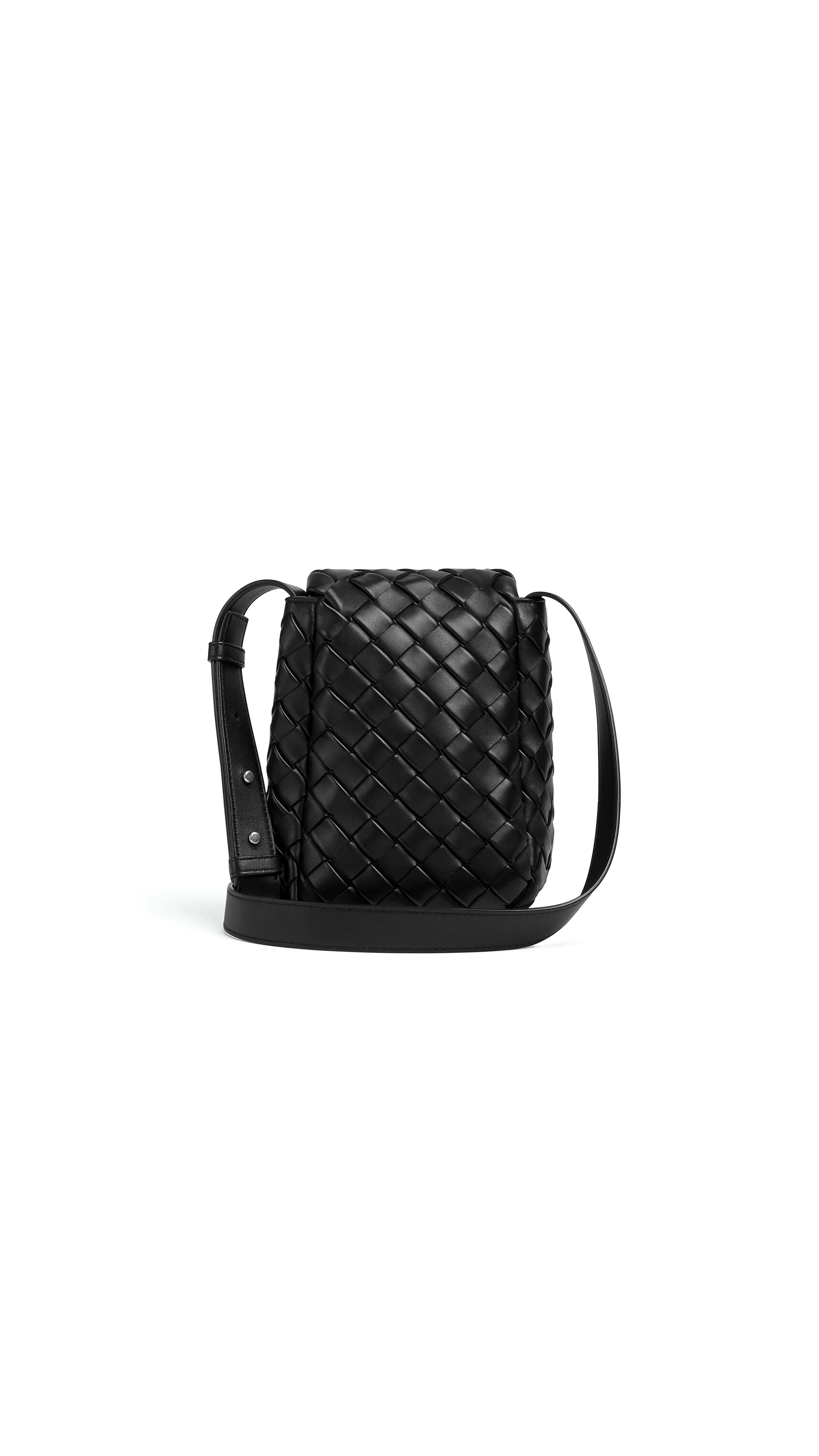 Mini Vertical Cobble In Padded Intreccio Nappa - Black