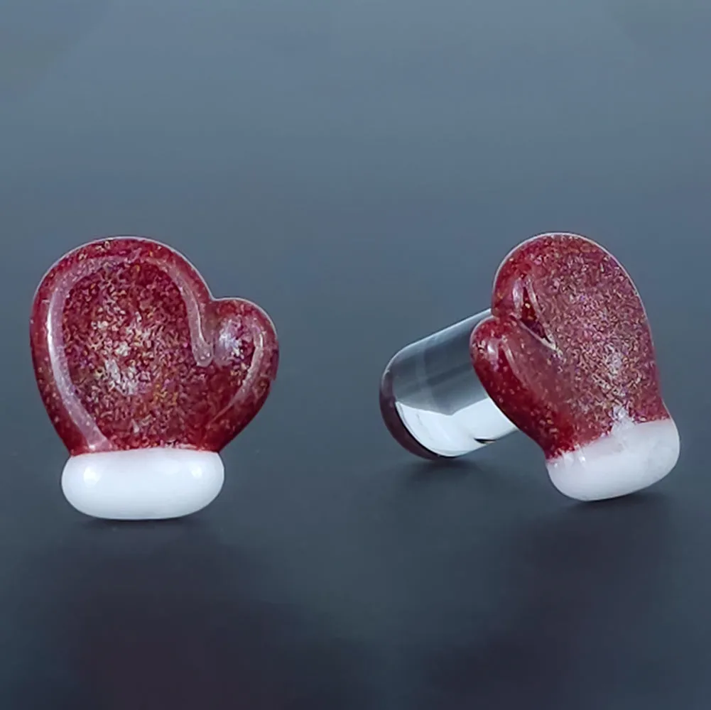 Mitten Glass Plugs - Ruby