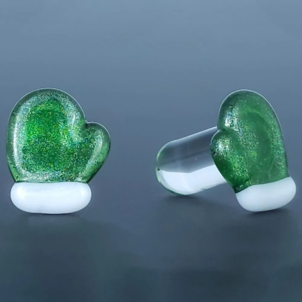 Mitten Glass Plugs - Sparkle Green