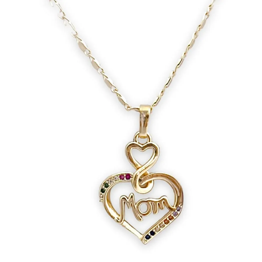 Mom multicolor heart gold-filled chain necklace