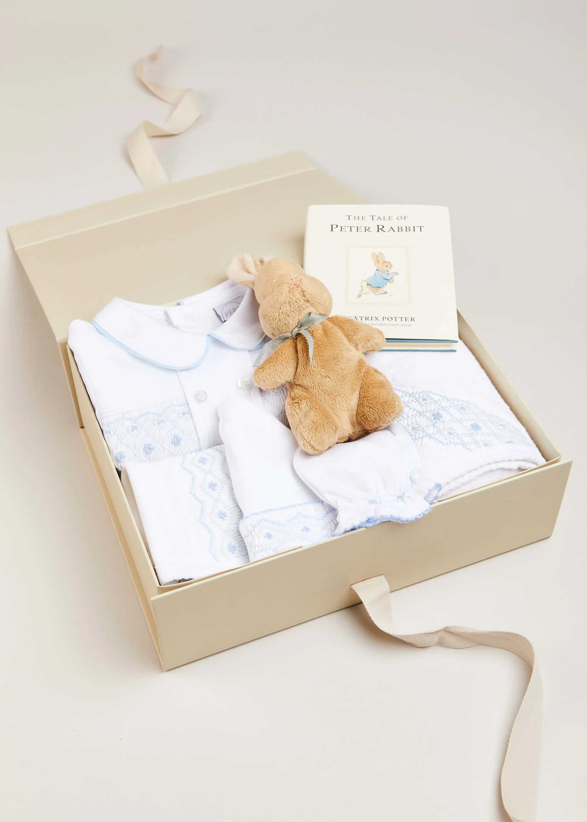 Newborn Hand Smocked Gift Set in Blue