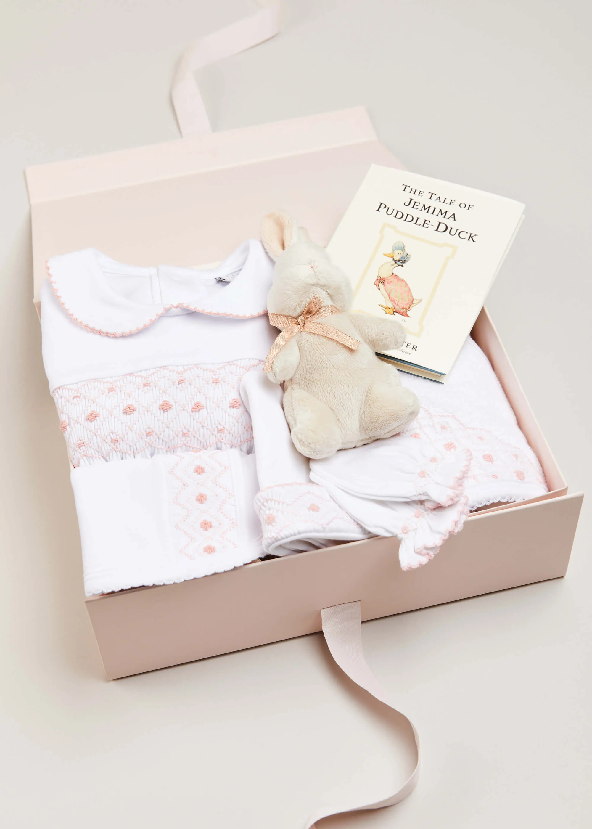 Newborn Hand Smocked Gift Set in Pink