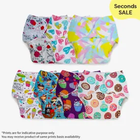 Pack of 7 BASIC Diaper Waterproof Outer (with fabric pulling/gathering in the front) No Print Choice