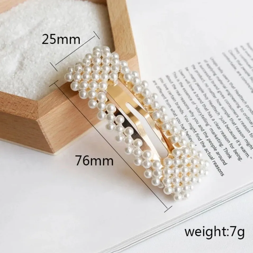 Pearl Rectangle Hair Clips (Set of 2)