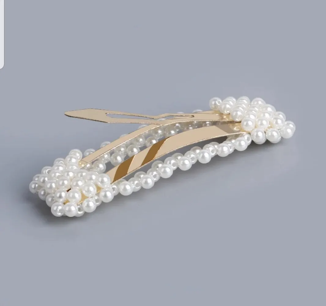 Pearl Rectangle Hair Clips (Set of 2)