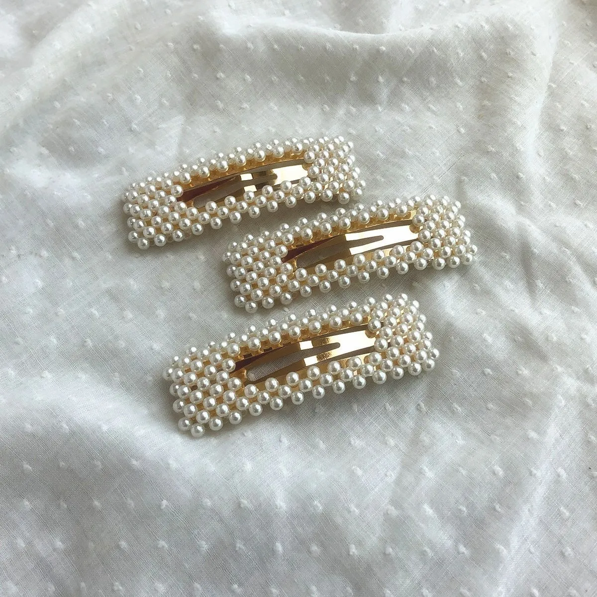 Pearl Rectangle Hair Clips (Set of 2)