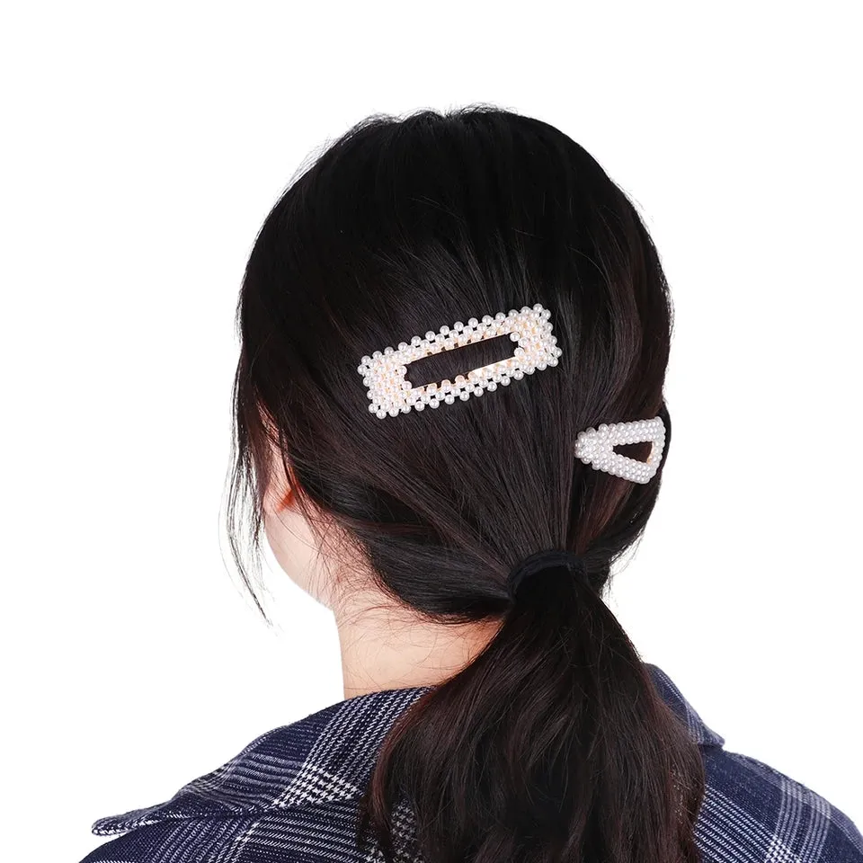 Pearl Rectangle Hair Clips (Set of 2)