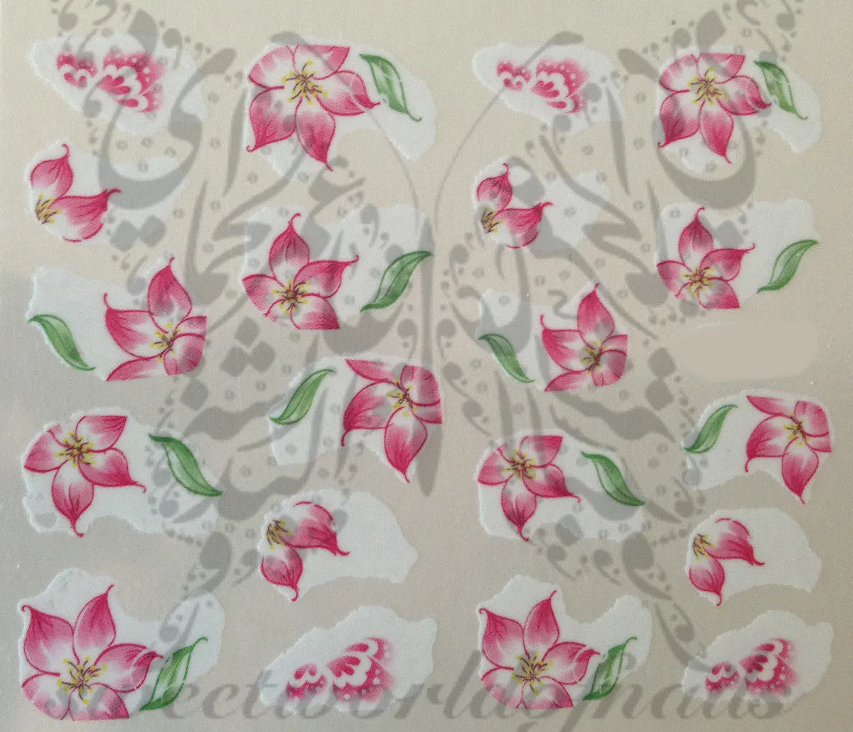 Pink Flowers Nail Art Water Decals Transfers Wraps