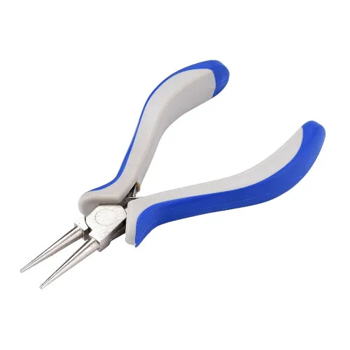 Pliers, Carbon Steel Jewelry Pliers, Round Nose, Blue And White, 12.5cm