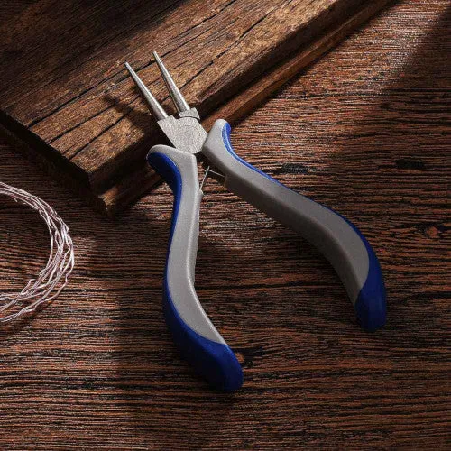 Pliers, Carbon Steel Jewelry Pliers, Round Nose, Blue And White, 12.5cm