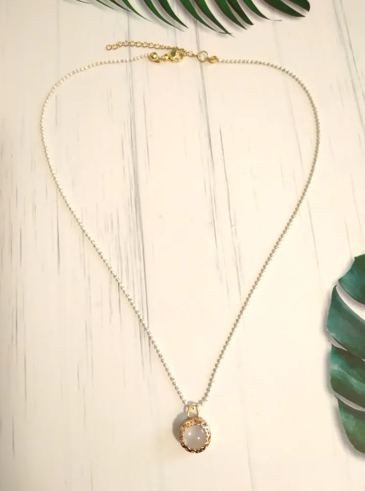 Polly Cutout Bezel Single Gem Drop Pendant Necklace