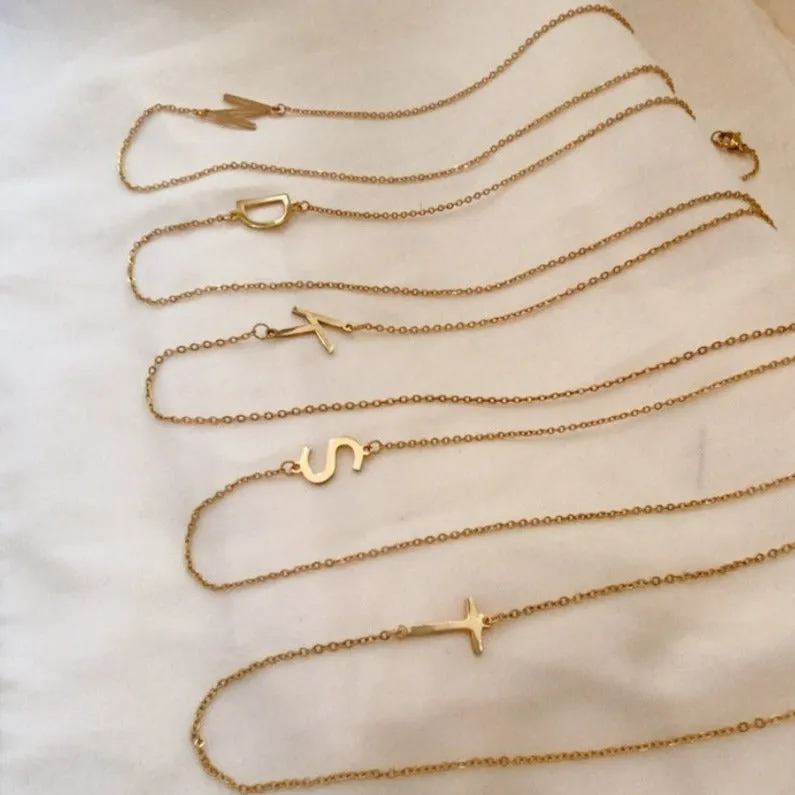 *PRE-ORDER Sideways Initial Gold Filled Necklace