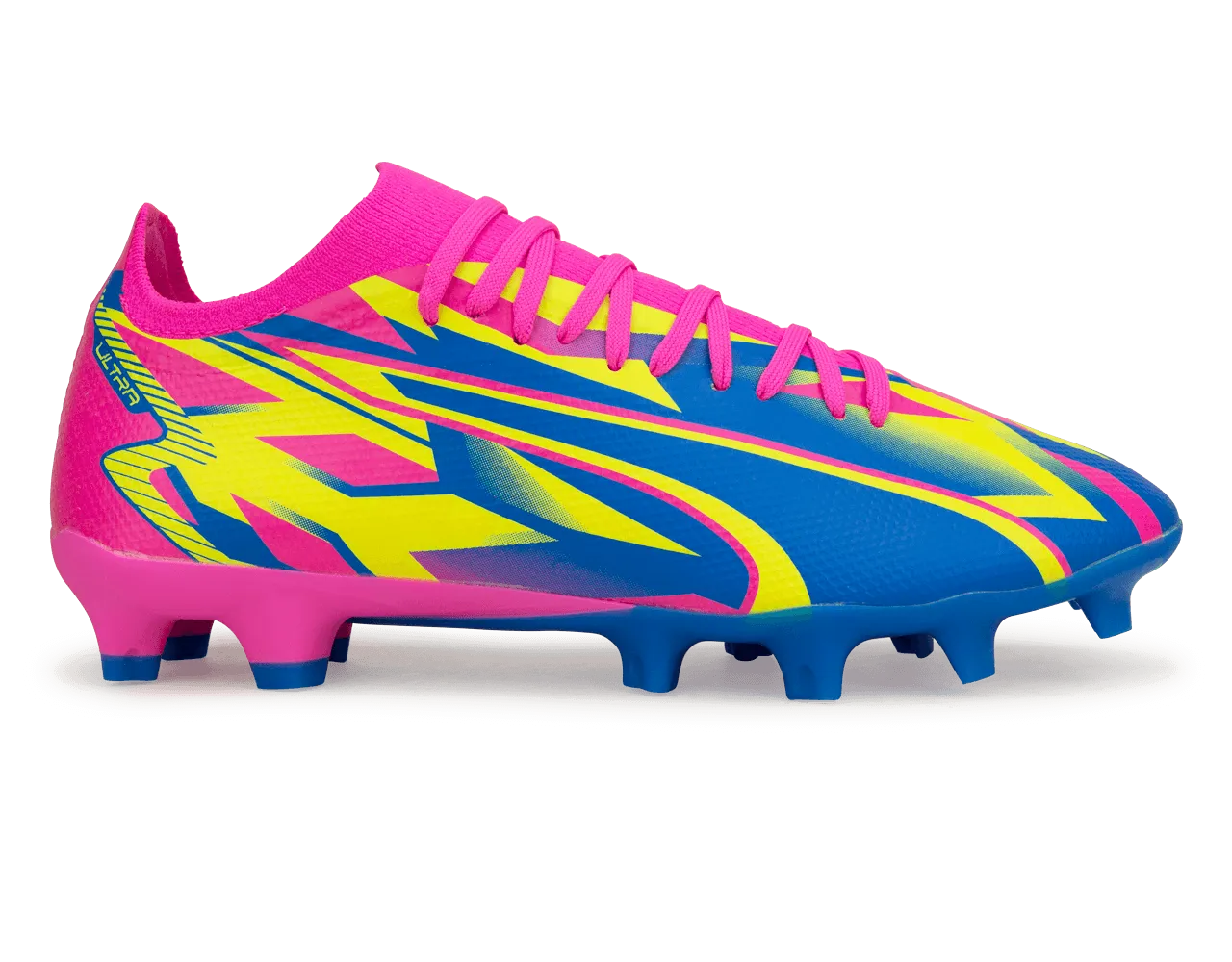 PUMA Men's Ultra Match Energy FG/AG Pink/Blue/Yellow